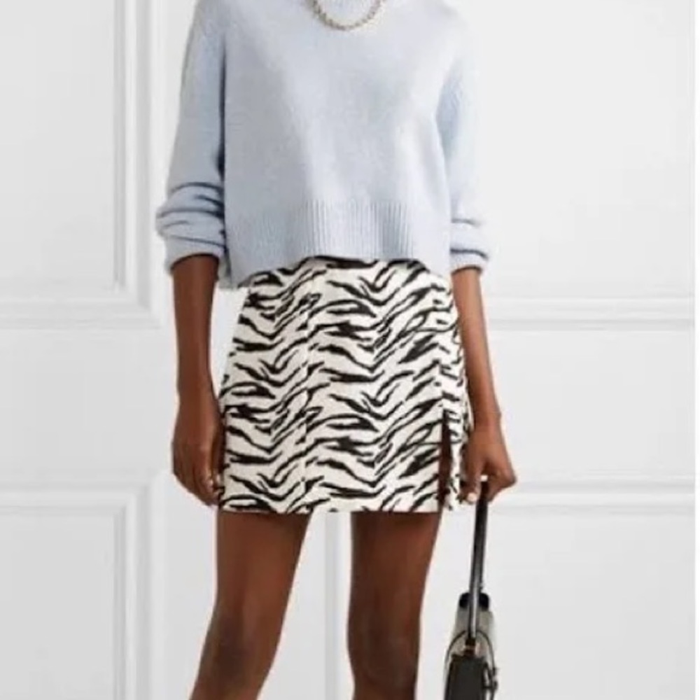 Reformation Zebra-Print Linen Mini Skirt